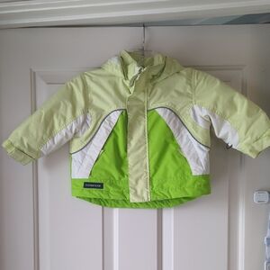 Lands' End Lime and White Kids Puffer Jacket